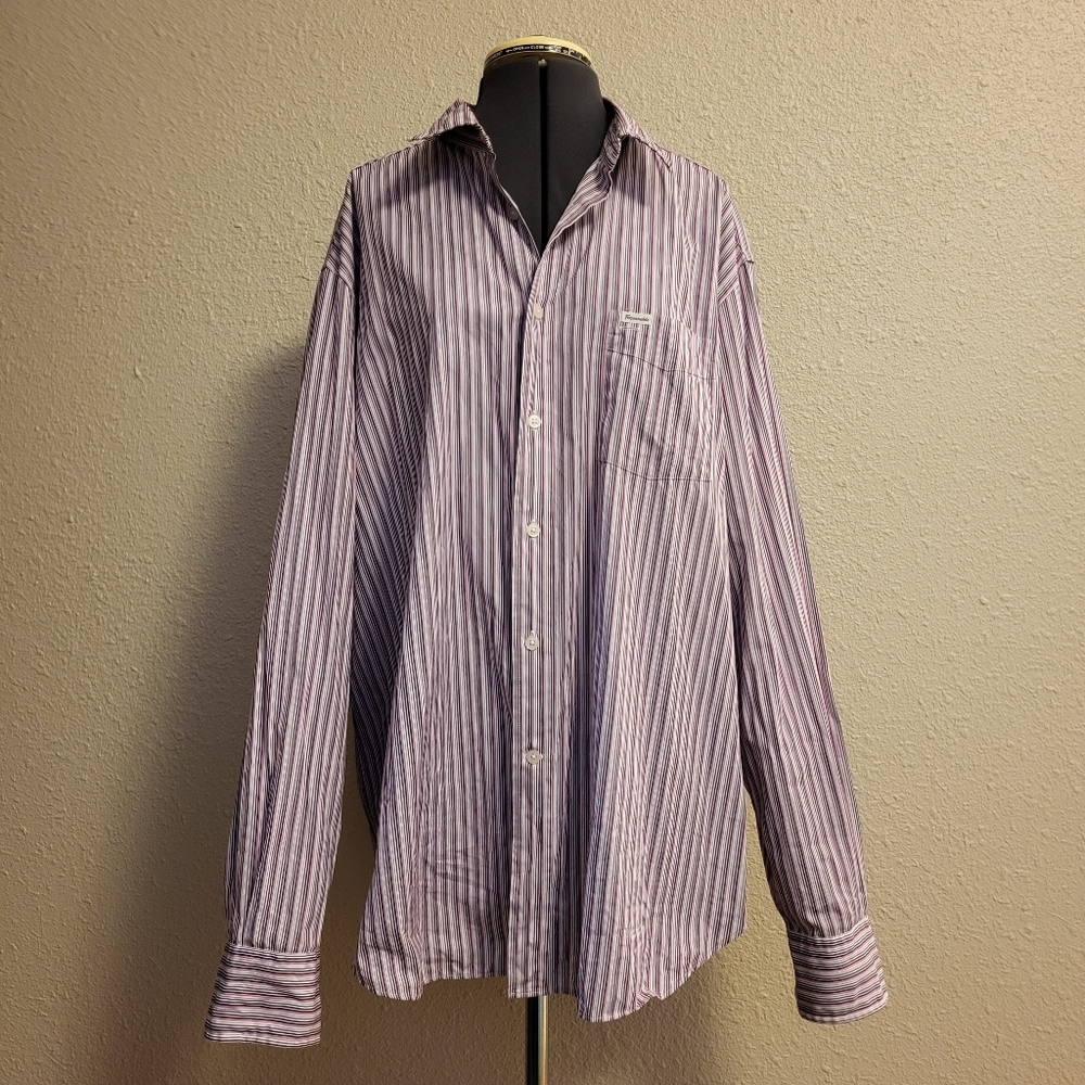 Façonnable White, Purple & Pink Striped Button-Up Shirt Size XXL